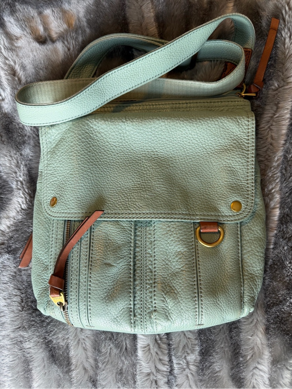 Fossil leather satchel